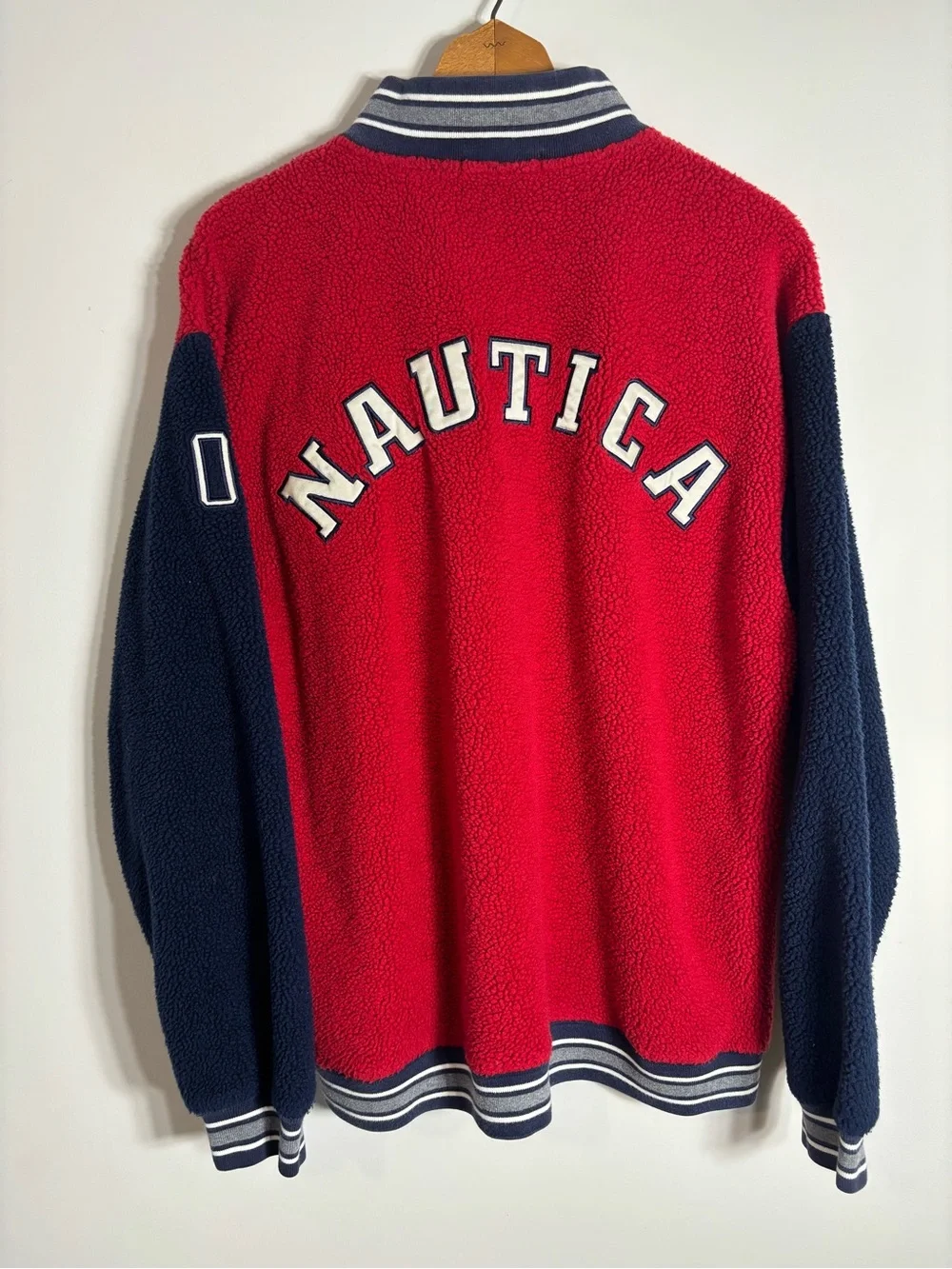 Vintage Nautica Deep Pile Fleece Jacket Varsity 90s Medium